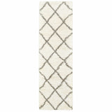 2' X 8' Ivory And Gray Geometric Lattice Runner Rug - Homeroots - Flyclothing LLC