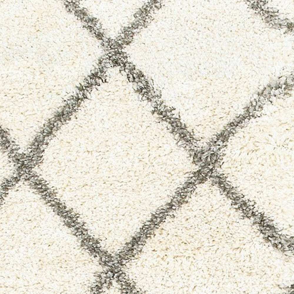 2' X 8' Ivory And Gray Geometric Lattice Runner Rug - Homeroots - Flyclothing LLC