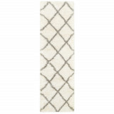 2' X 8' Ivory And Gray Geometric Lattice Runner Rug - Homeroots - Flyclothing LLC
