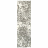 2' X 8' Gray And Ivory Distressed Abstract Runner Rug - Homeroots - Flyclothing LLC