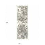 2' X 8' Gray And Ivory Distressed Abstract Runner Rug - Homeroots - Flyclothing LLC