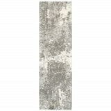 2' X 8' Gray And Ivory Distressed Abstract Runner Rug - Homeroots - Flyclothing LLC