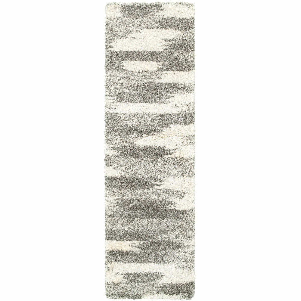 2' X 8' Gray And Ivory Geometric Pattern Runner Rug - Homeroots - Flyclothing LLC