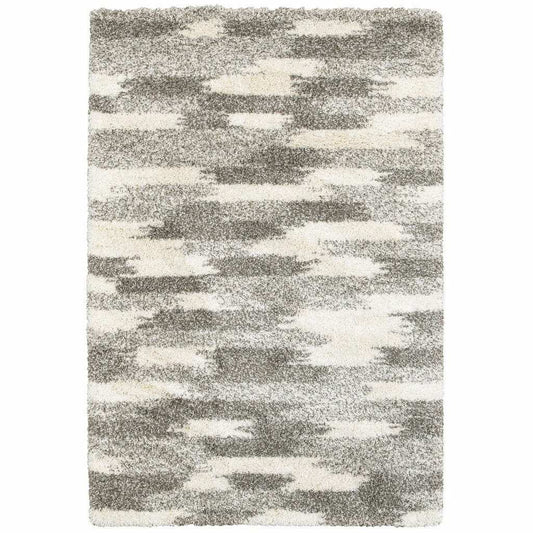 4' X 6' Gray And Ivory Geometric Pattern Area Rug - Homeroots - Flyclothing LLC