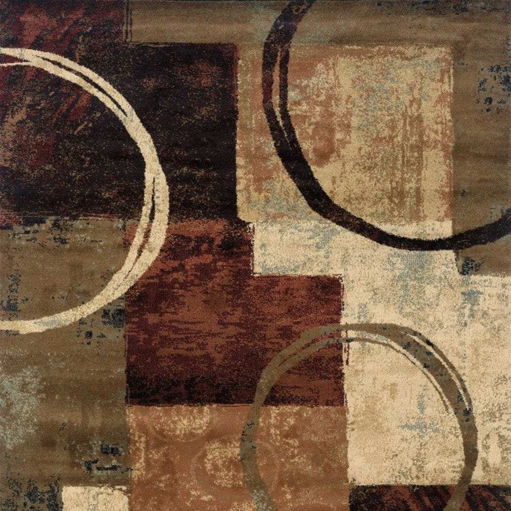 5' X 8' Brown And Black Abstract Geometric Area Rug - Homeroots - Flyclothing LLC