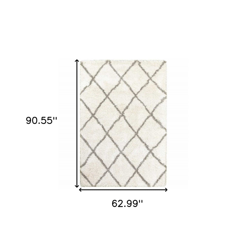 5' X 8' Ivory And Gray Geometric Lattice Area Rug - Homeroots - Flyclothing LLC