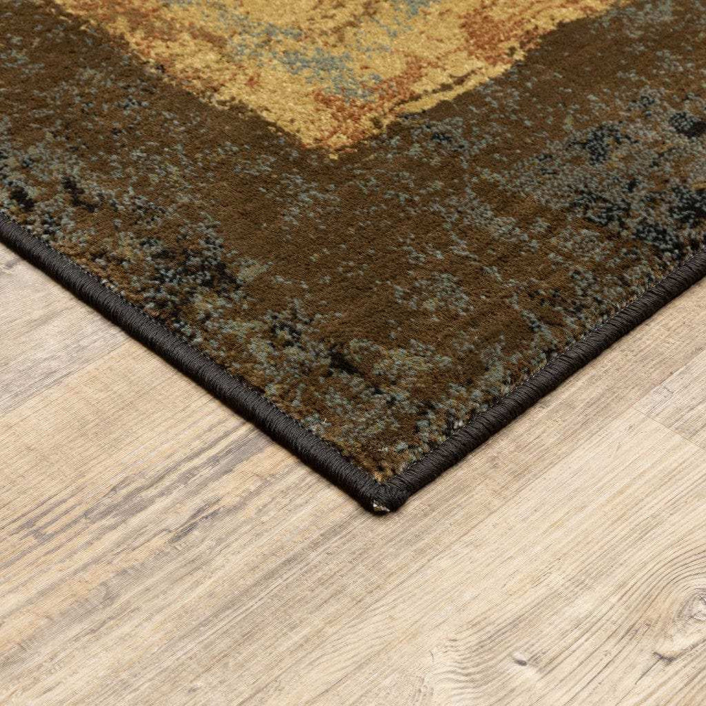 7' X 10' Brown And Black Abstract Geometric Area Rug - Homeroots - Flyclothing LLC