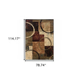 7' X 10' Brown And Black Abstract Geometric Area Rug - Homeroots - Flyclothing LLC