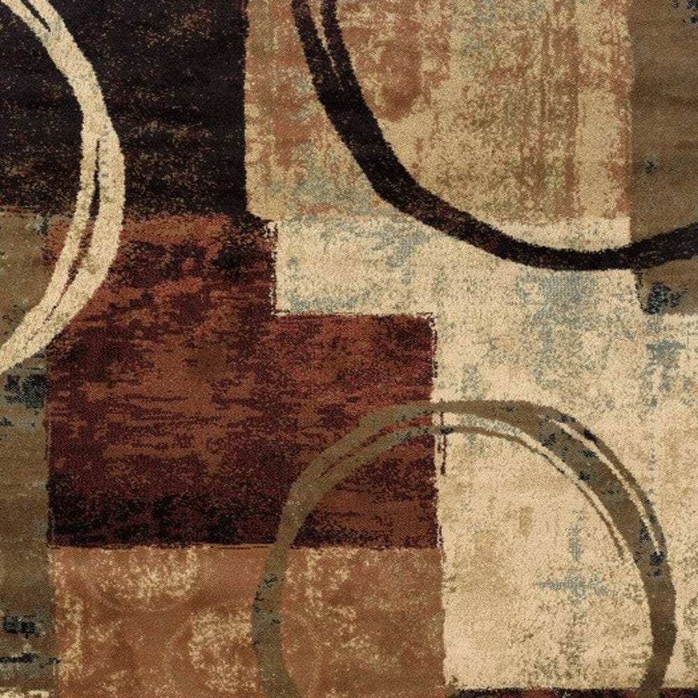 7' X 10' Brown And Black Abstract Geometric Area Rug - Homeroots - Flyclothing LLC