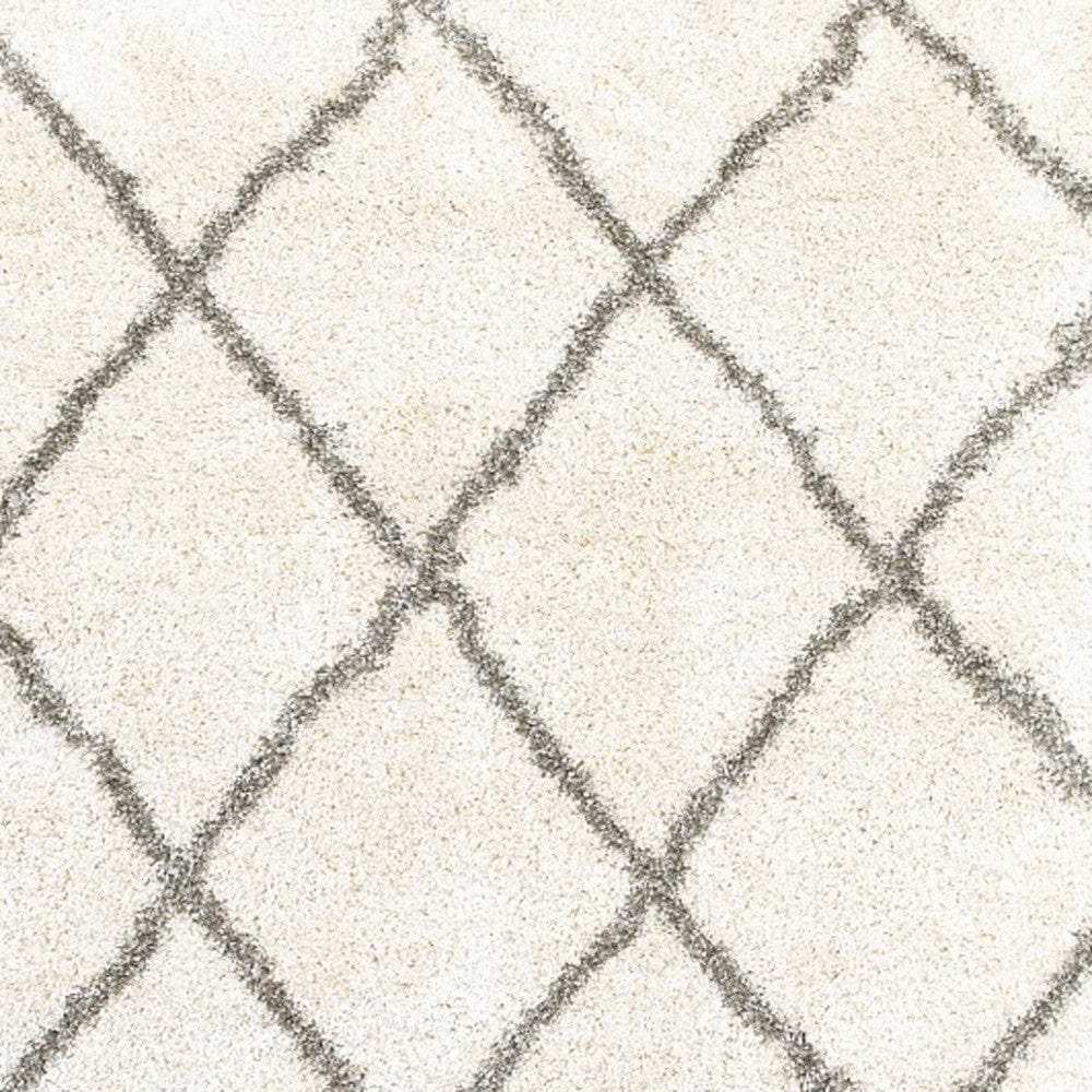 7' X 10' Ivory And Gray Geometric Lattice Area Rug - Homeroots - Flyclothing LLC