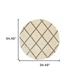 8’ Round Ivory And Gray Geometric Lattice Area Rug - Homeroots - Flyclothing LLC