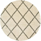 8’ Round Ivory And Gray Geometric Lattice Area Rug - Homeroots - Flyclothing LLC
