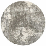 8' Round Gray And Ivory Distressed Abstract Area Rug - Homeroots - Flyclothing LLC