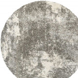 8' Round Gray And Ivory Distressed Abstract Area Rug - Homeroots - Flyclothing LLC