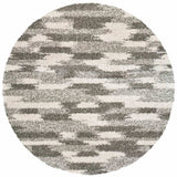 8’ Round Gray And Ivory Geometric Pattern Area Rug - Homeroots - Flyclothing LLC