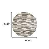 8’ Round Gray And Ivory Geometric Pattern Area Rug - Homeroots - Flyclothing LLC