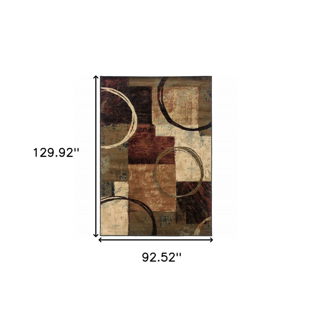 8' X 11' Brown And Black Abstract Geometric Area Rug - Homeroots - Flyclothing LLC