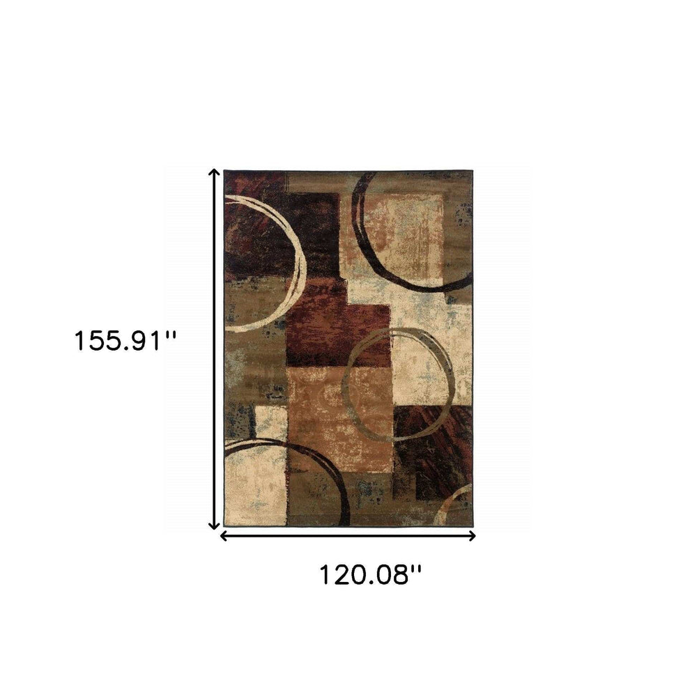 10' X 13' Brown And Black Abstract Geometric Area Rug - Homeroots - Flyclothing LLC