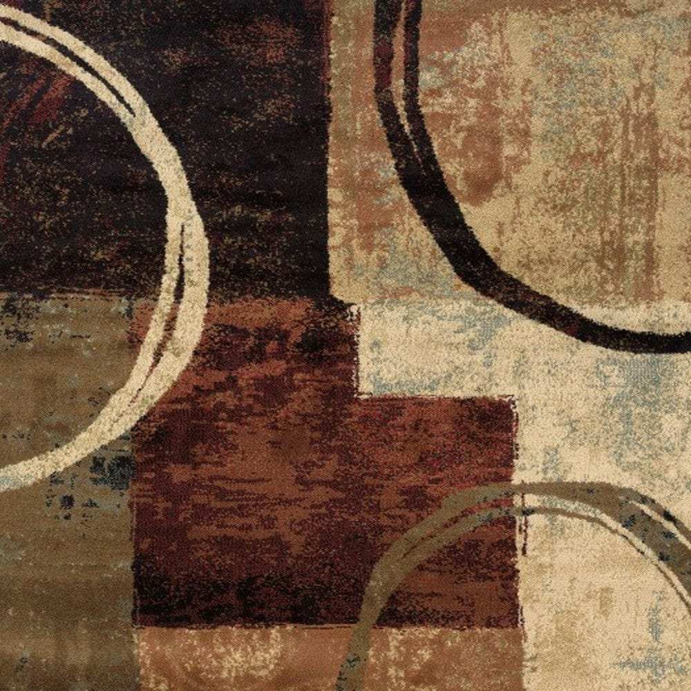 10' X 13' Brown And Black Abstract Geometric Area Rug - Homeroots - Flyclothing LLC