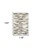 10' X 13' Gray And Ivory Geometric Pattern Area Rug - Homeroots - Flyclothing LLC