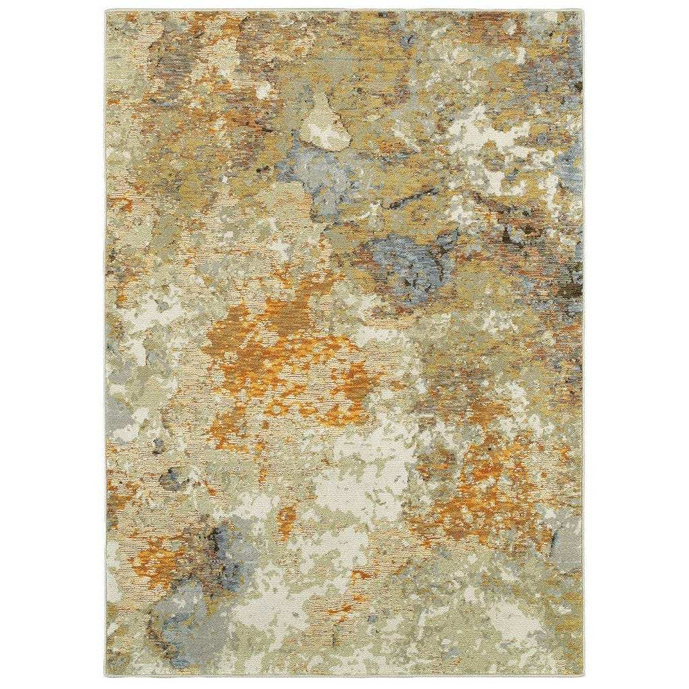 2' X 3' Gold and Ivory Power Loom Area Rug - Homeroots - Flyclothing LLC