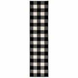 2' X 8' Monochromatic Gingham Pattern Indoor Runner Rug - Homeroots - Flyclothing LLC