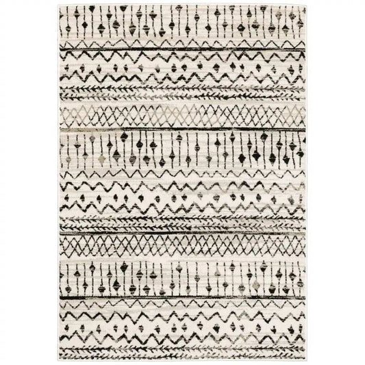 4' X 6' Ivory And Black Eclectic Patterns Indoor Area Rug - Homeroots - Flyclothing LLC