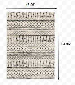 4' X 6' Ivory And Black Eclectic Patterns Indoor Area Rug - Homeroots - Flyclothing LLC