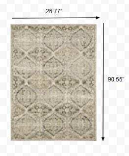 2' X 8' Ivory And Gray Floral Trellis Indoor Runner Rug - Homeroots - Flyclothing LLC