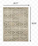 2' X 8' Ivory And Gray Floral Trellis Indoor Runner Rug - Homeroots - Flyclothing LLC