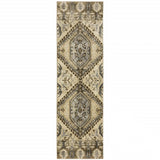 2' X 8' Tan And Gold Central Medallion Indoor Runner Rug - Homeroots - Flyclothing LLC