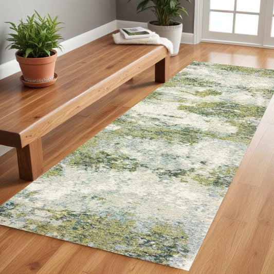 8' Runner Blue Green Power Loom Runner Rug - Homeroots - Flyclothing LLC