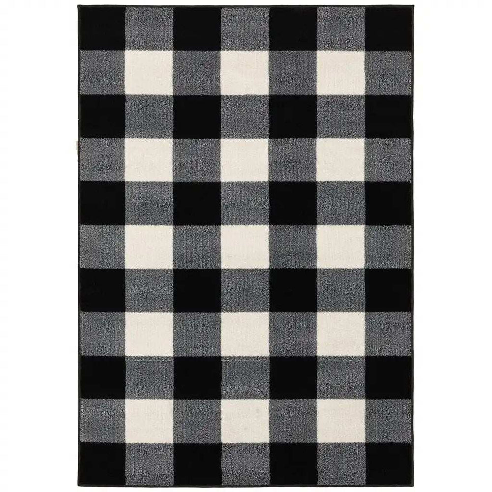 5' X 7' Monochromatic Gingham Pattern Indoor Area Rug - Homeroots - Flyclothing LLC