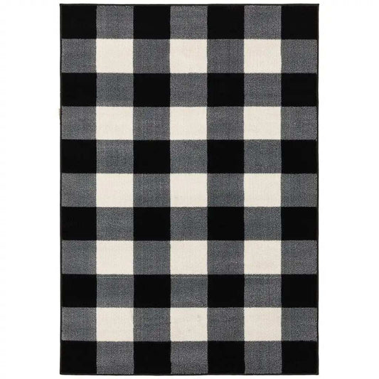 5' X 7' Monochromatic Gingham Pattern Indoor Area Rug - Homeroots - Flyclothing LLC