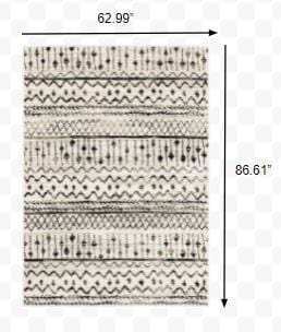 5' X 7' Ivory And Black Eclectic Patterns Indoor Area Rug - Homeroots - Flyclothing LLC