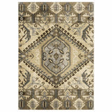 5' X 8' Tan And Gold Central Medallion Indoor Area Rug - Homeroots - Flyclothing LLC