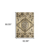 5' X 8' Tan And Gold Central Medallion Indoor Area Rug - Homeroots - Flyclothing LLC