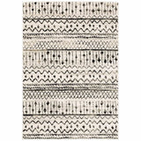 7' X 9' Ivory And Black Eclectic Patterns Indoor Area Rug - Homeroots - Flyclothing LLC