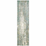 3' X 10' Blue And Gray Abstract Splash Indoor Runner Rug - Homeroots - Flyclothing LLC
