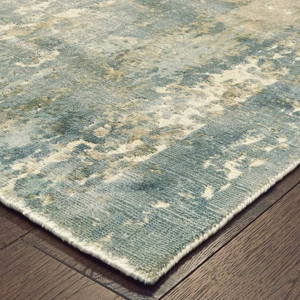 3' X 10' Blue And Gray Abstract Splash Indoor Runner Rug - Homeroots - Flyclothing LLC