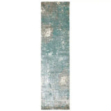 3' X 10' Blue And Gray Abstract Pattern Indoor Runner Rug - Homeroots - Flyclothing LLC