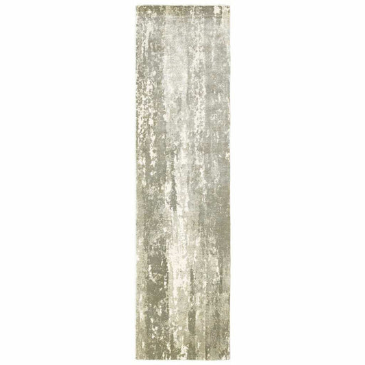 3' X 10' Gray And Ivory Abstract Splash Indoor Runner Rug - Homeroots - Flyclothing LLC