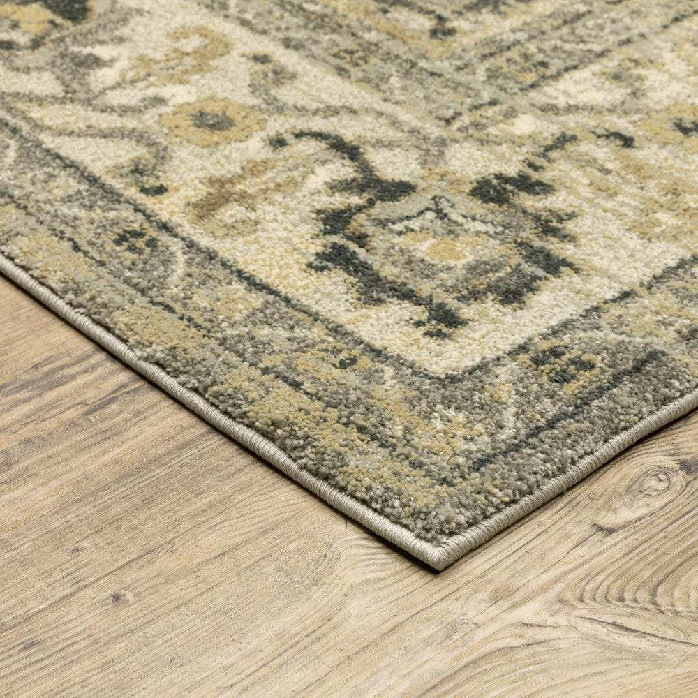 7' X 10' Beige And Gray Traditional Medallion Indoor Area Rug - Homeroots - Flyclothing LLC