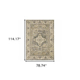 7' X 10' Beige And Gray Traditional Medallion Indoor Area Rug - Homeroots - Flyclothing LLC