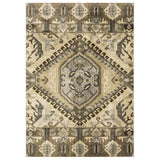 7' X 10' Tan And Gold Central Medallion Indoor Area Rug - Homeroots - Flyclothing LLC