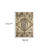 7' X 10' Tan And Gold Central Medallion Indoor Area Rug - Homeroots - Flyclothing LLC