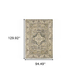8' X 11' Beige And Gray Traditional Medallion Indoor Area Rug - Homeroots - Flyclothing LLC