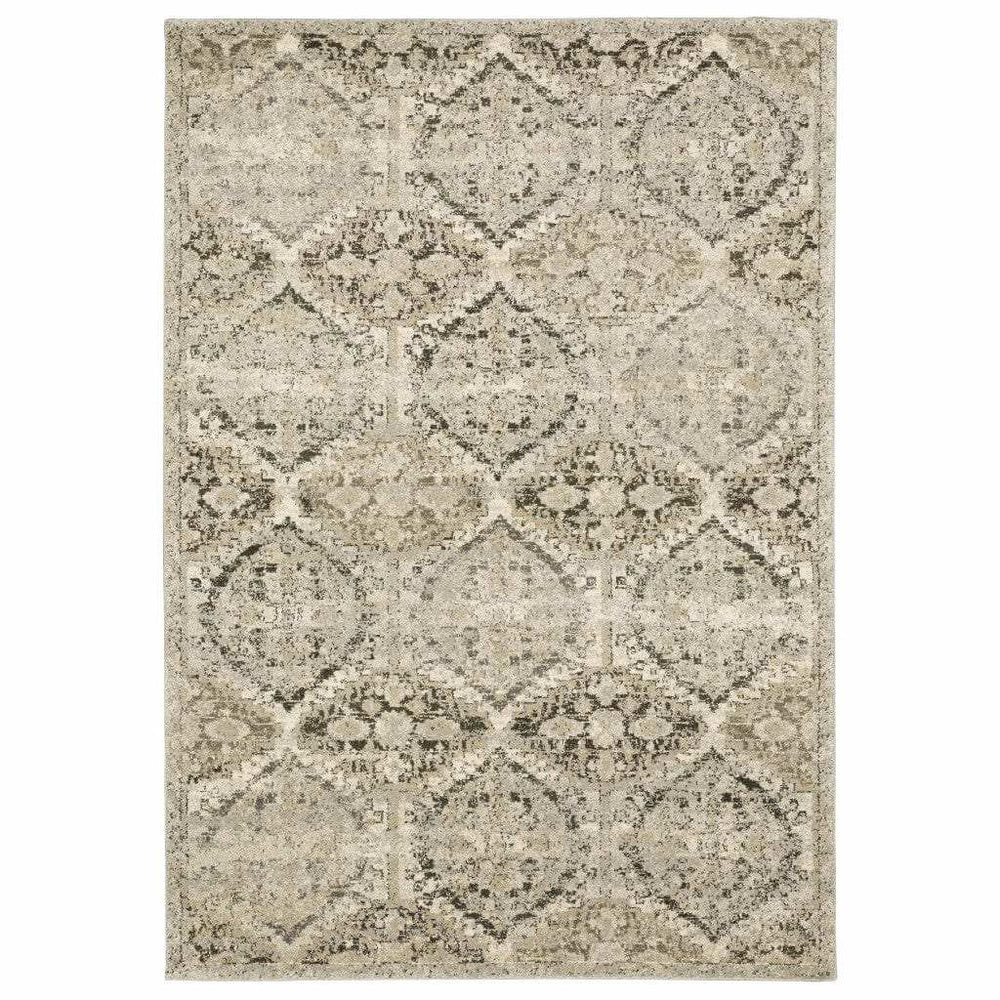 8' X 11' Ivory And Gray Floral Trellis Indoor Area Rug - Homeroots - Flyclothing LLC