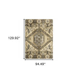 8' X 11' Tan And Gold Central Medallion Indoor Area Rug - Homeroots - Flyclothing LLC