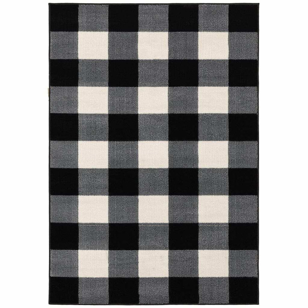10' X 13' Monochromatic Gingham Pattern Indoor Area Rug - Homeroots - Flyclothing LLC